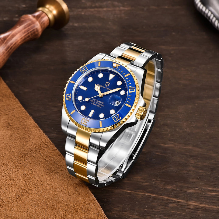 Pagani Design PD-1639 Automatisk Dykkerklokke Gull-Blå