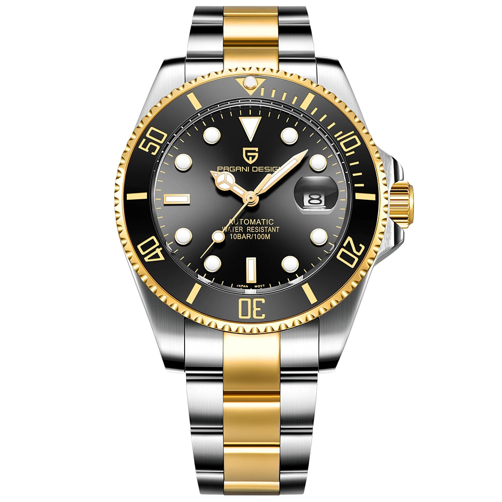 Pagani Design PD-1639 Automatisk Dykkerklokke Gull-Svart