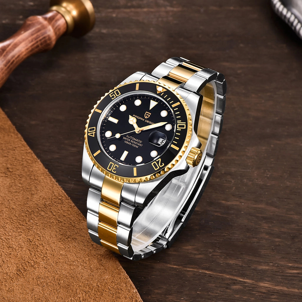 Pagani Design PD-1639 Automatisk Dykkerklokke Gull-Svart